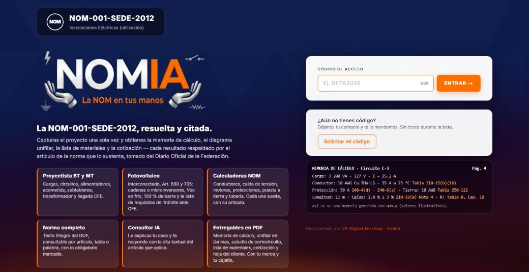 NOMIA — página de acceso